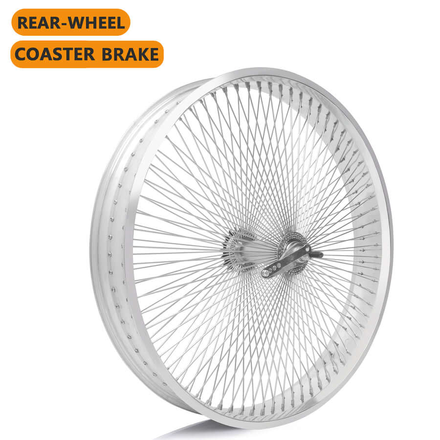 Tracer Bikes | Micargi WH-TR9529140 29"x4" Aluminum Polish Fat Rims Wheel Set with Coaster Brake/Disc Brake | Chico USA, Inc.