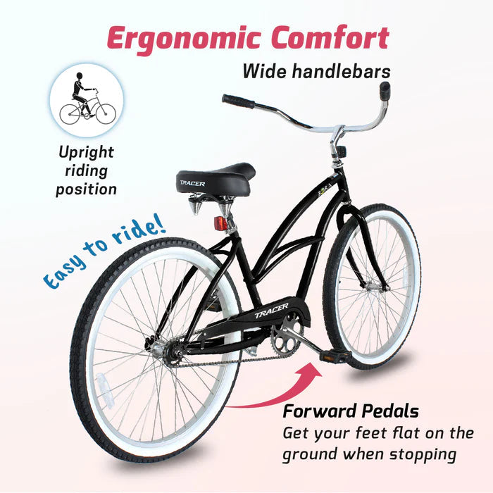 Tracer Bikes | Tracer Bora 26" Female Beach Cruiser Bike, Coaster Brake, Single Speed, Multiple Colors | Chico USA, Inc.