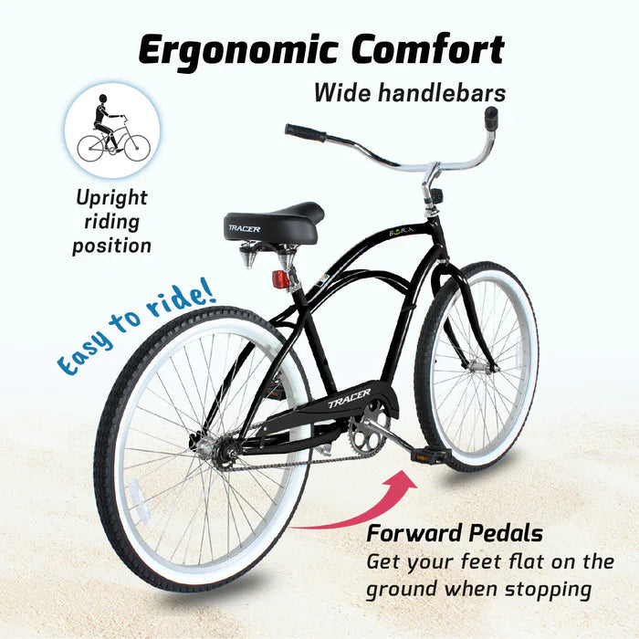 Tracer Bikes | Tracer Bora 26" Male Beach Cruiser Bike, Coaster Brake, Single Speed, Multiple Colors | Chico USA, Inc.