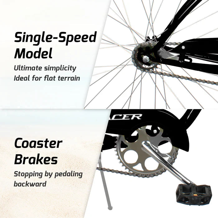 Tracer Bikes | Tracer Bora 26" Male Beach Cruiser Bike, Coaster Brake, Single Speed, Multiple Colors | Chico USA, Inc.