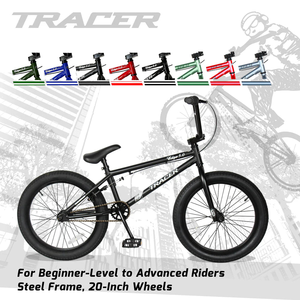 Tracer Bikes | Tracer Edge Freestyle 3.0 BMX Bike for Kids, Adults, and Beginners, 20-Inch Wheels |  Chico USA, Inc.
