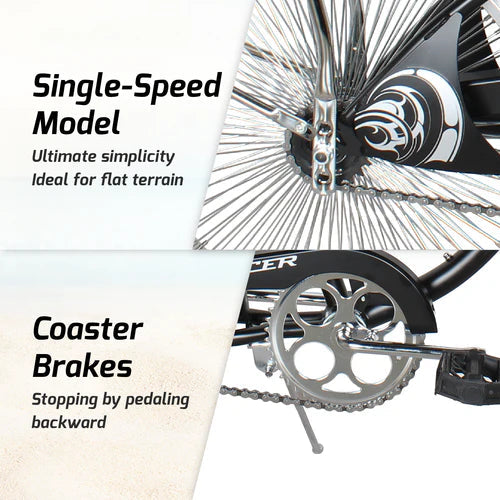 Tracer Bikes | Tracer Hyena Classic Beach Lowrider Bike with 20" Wheels and Banana Seat, Single Speed | Chico USA, Inc.