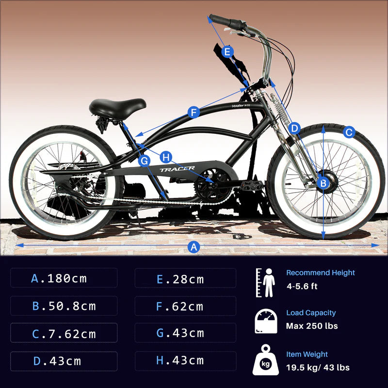 Tracer Bikes | Tracer Master 3i 20'' Internal 3-Speed Chopper Style Cruiser Bike with Fat Tires | Chico USA, Inc.