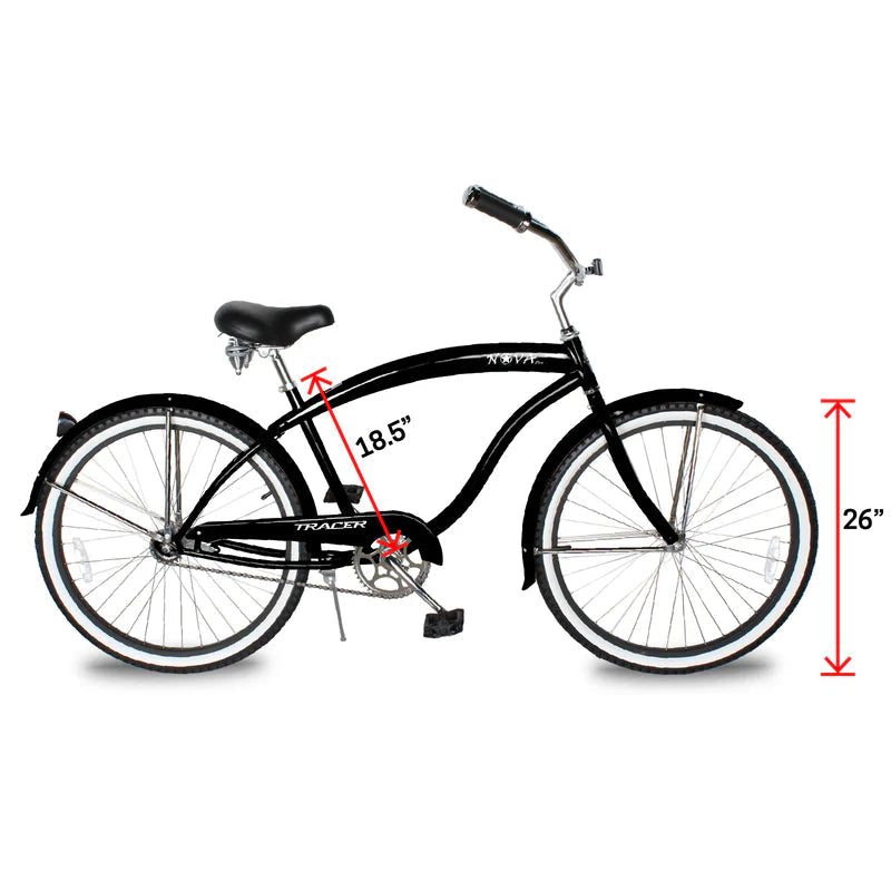 Tracer Bikes | Tracer NOVA 26" Beach Cruiser Bike Single Speed with Moon-Type Handlebar and KT Coaster Brake for Men | Chico USA, Inc.
