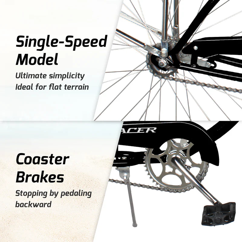Tracer Bikes | Tracer NOVA 26" Beach Cruiser Bike Single Speed with Moon-Type Handlebar and KT Coaster Brake for Men | Chico USA, Inc.