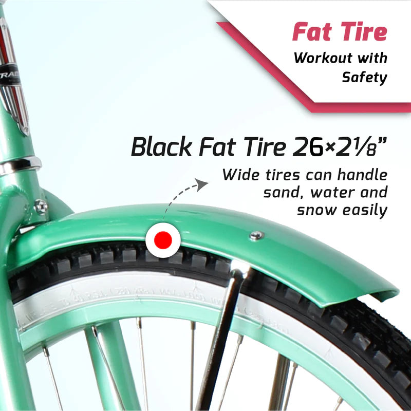 Tracer Bikes | Tracer NOVA 26" Beach Cruiser Bike Single Speed with Moon-Type Handlebar and KT Coaster Brake for Women | Chico USA, Inc.