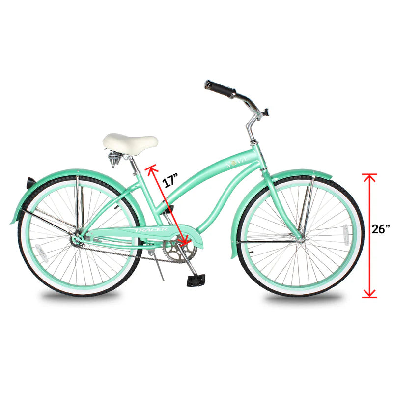 Tracer Bikes | Tracer NOVA 26" Beach Cruiser Bike Single Speed with Moon-Type Handlebar and KT Coaster Brake for Women | Chico USA, Inc.