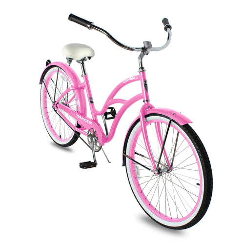 Tracer Bikes | Tracer TAHA 26" Female Beach Cruiser Coaster Brake Bike with Alloy Rims and Fenders 1 Speed | Chico USA, Inc.