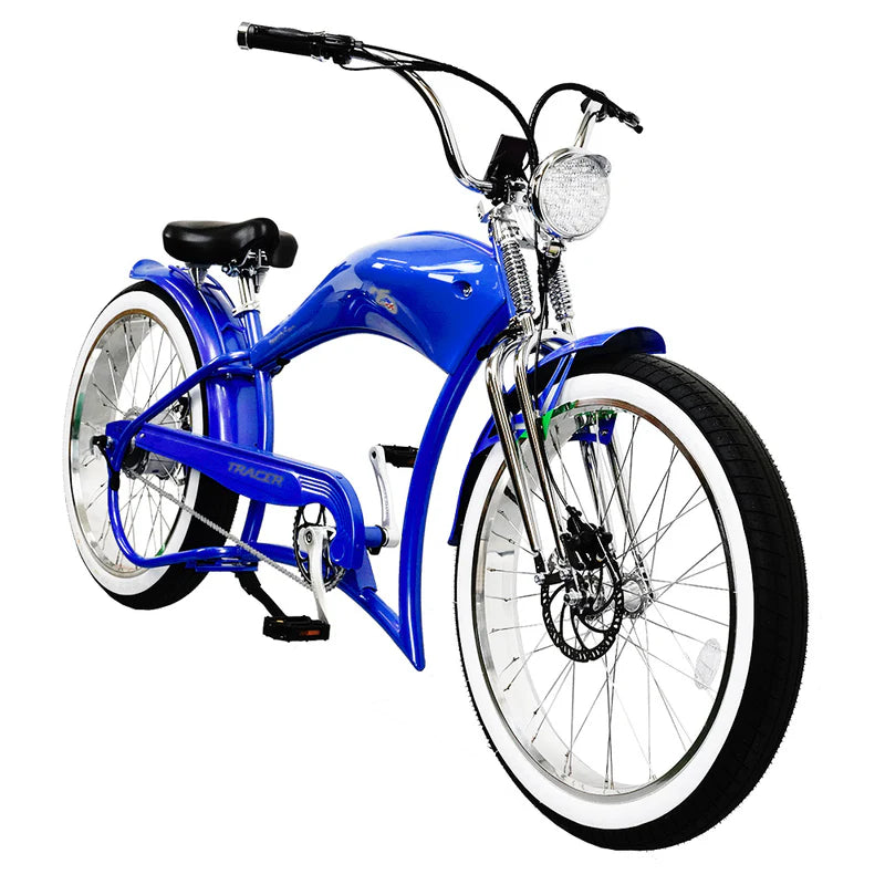 Tracer Bikes | Tracer Twenty5 DS 500W 26" Dual Springer Cruiser E-Bike with Shimano 7-Speed, Disc Brakes | Chico USA, Inc.