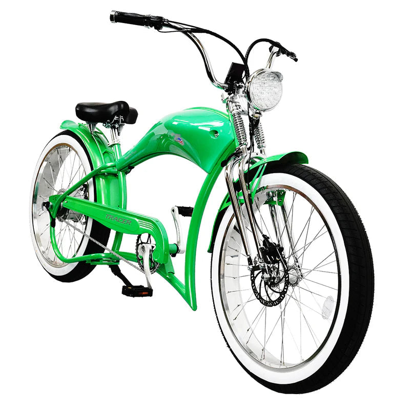 Tracer Bikes | Tracer Twenty5 DS 500W 26" Dual Springer Cruiser E-Bike with Shimano 7-Speed, Disc Brakes | Chico USA, Inc.