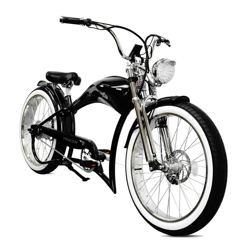 Tracer Bikes | Tracer Twenty5 GTS 500W 26" Cruiser E-Bike with Dual Springer Suspension | Chico USA, Inc.