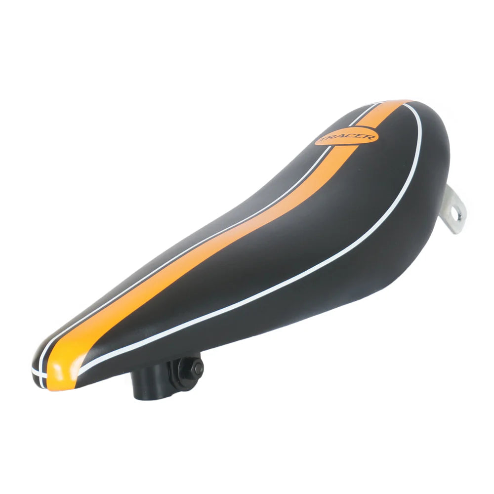 Tracer Bikes | Tracer SD-AF-3022-18 Lowrider Banana Saddle, Black & Orange, 17.7" x 5.5" | Chico USA, Inc.