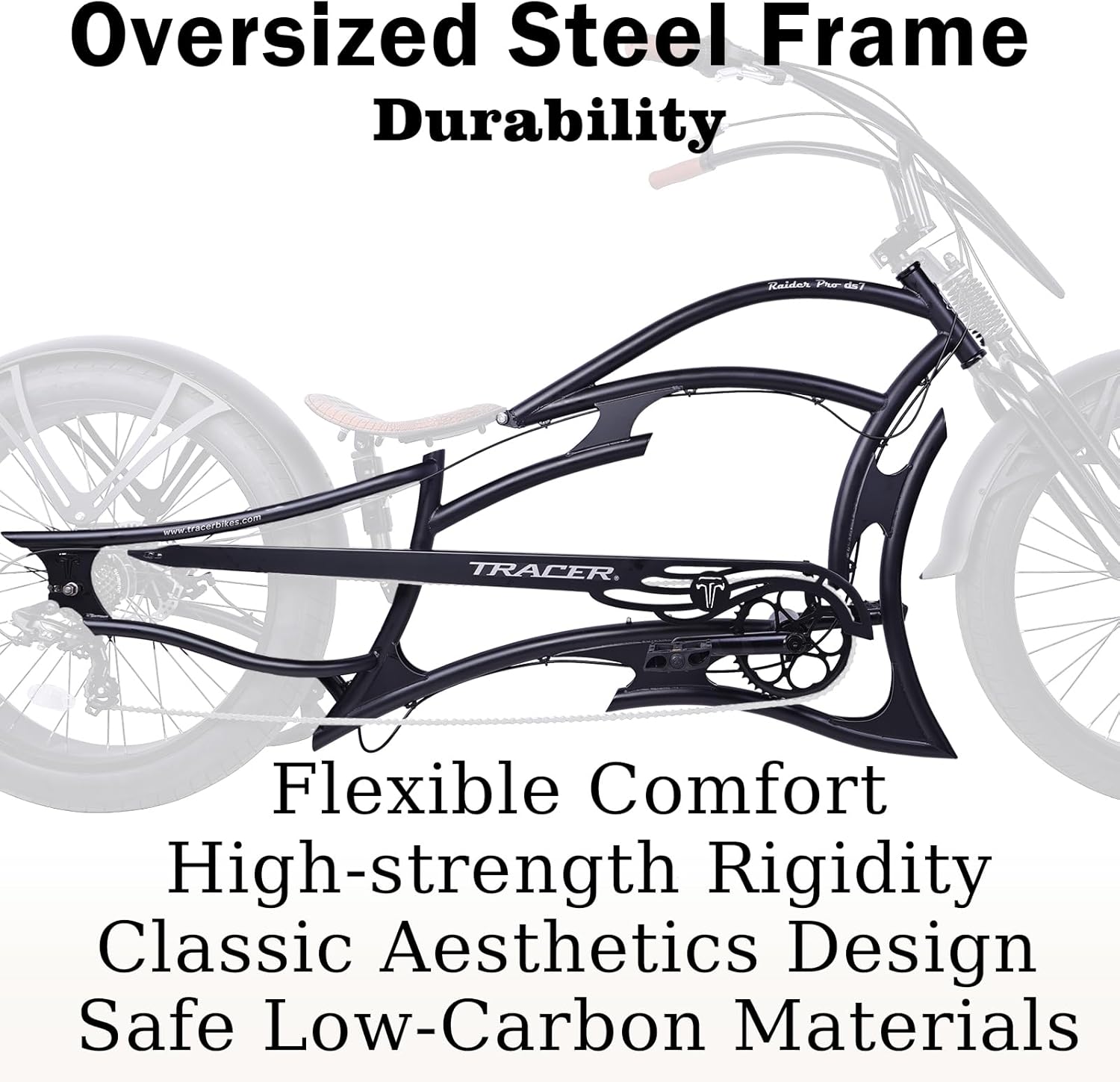 Tracer Raider Pro DS 26" 7-Speed Chopper Style Stretch Cruiser Bike - Chico USA, Inc.