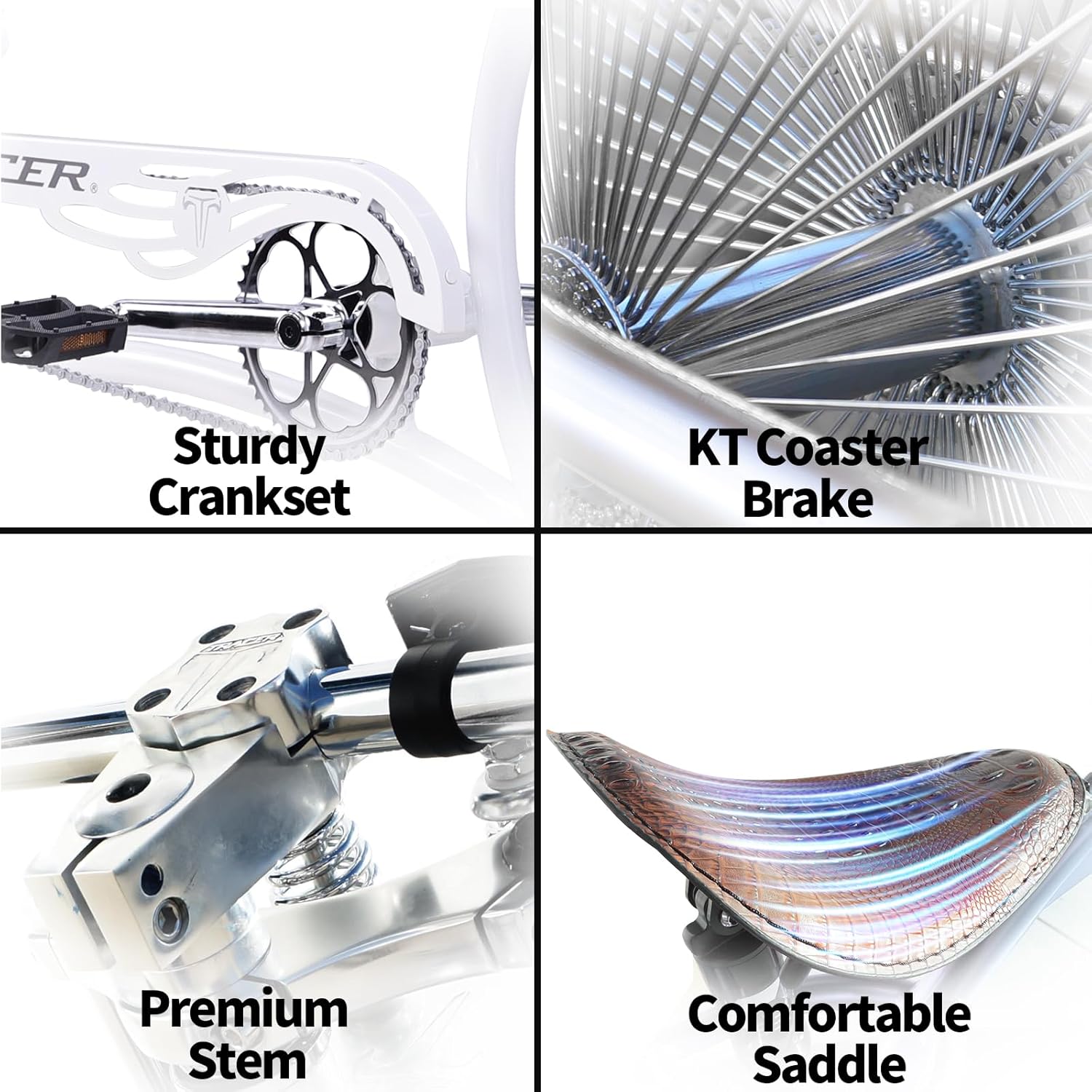 Tracer Raider Pro DS 26" 7-Speed Chopper Style Stretch Cruiser Bike - Chico USA, Inc.