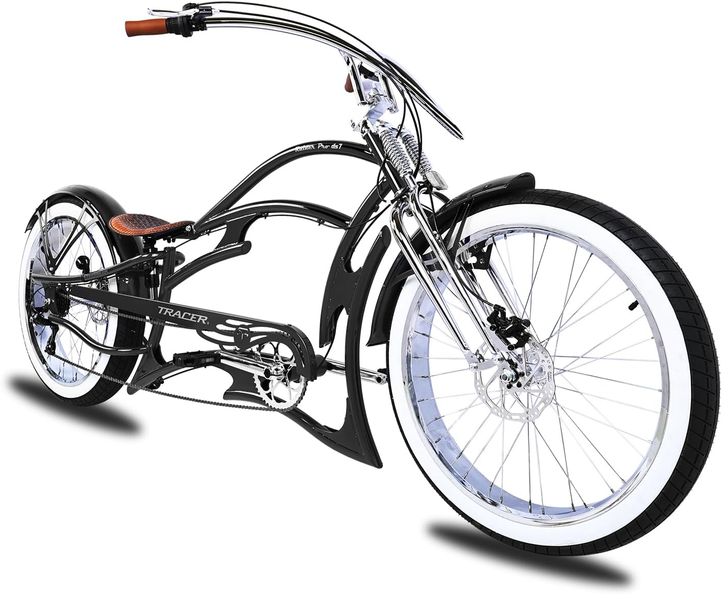 Tracer Raider Pro DS 26" 7-Speed Chopper Style Stretch Cruiser Bike - Chico USA, Inc.