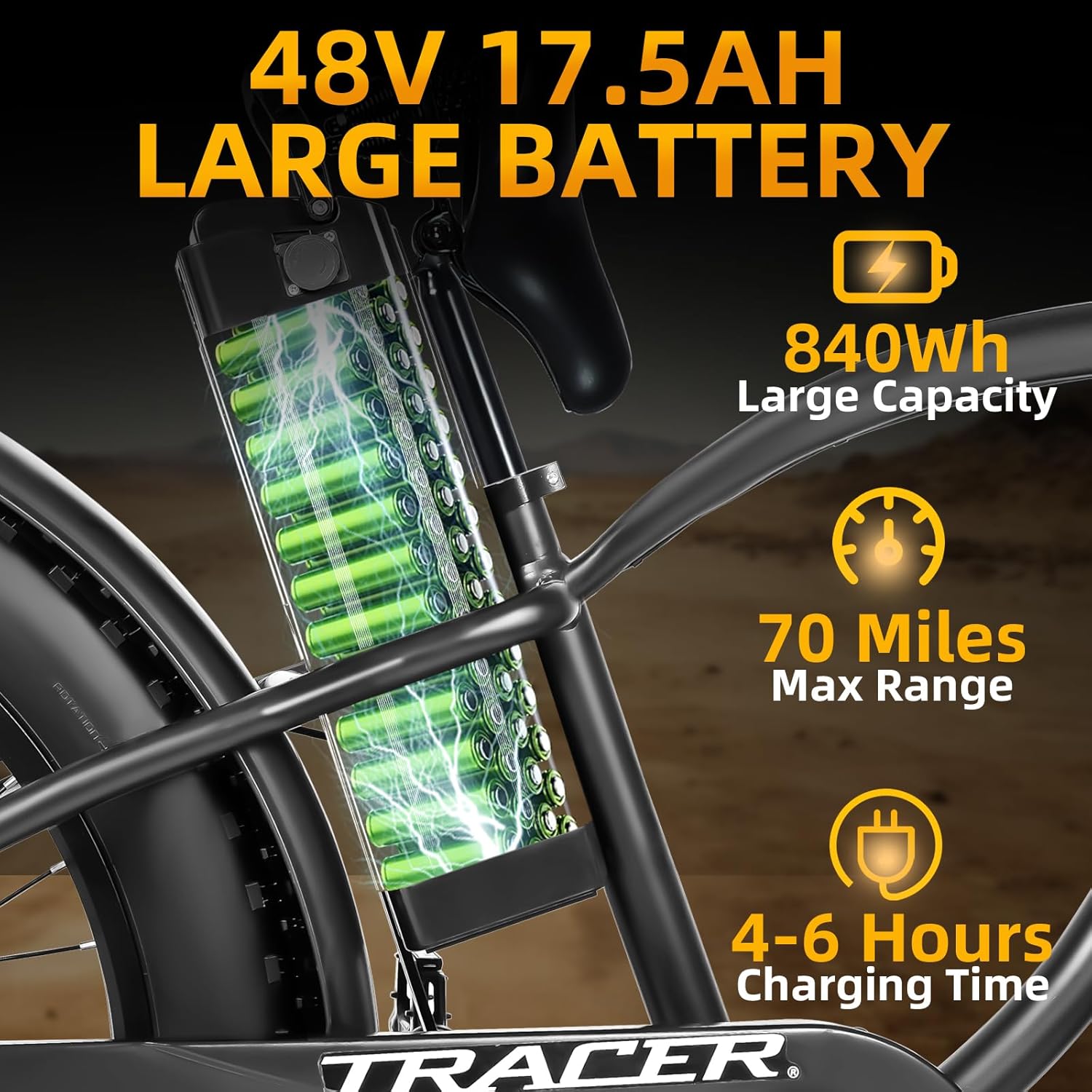 Tracer Loiter 26" 800W Electric Cruiser Bike