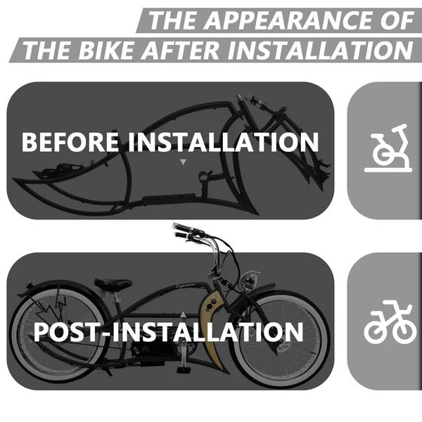 TRACER Signature Pro 26'' Chopper Cruiser Electric Bike Frame, Accepts 26"x 3.0, 4.0 Fat Tires - Chico USA, Inc.