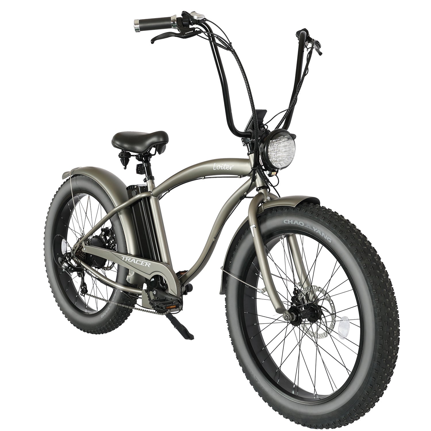 Tracer Loiter 26" Electric Cruiser Bike, 48V 800W, 7-Speed, Multiple Colors - Chico USA, Inc.