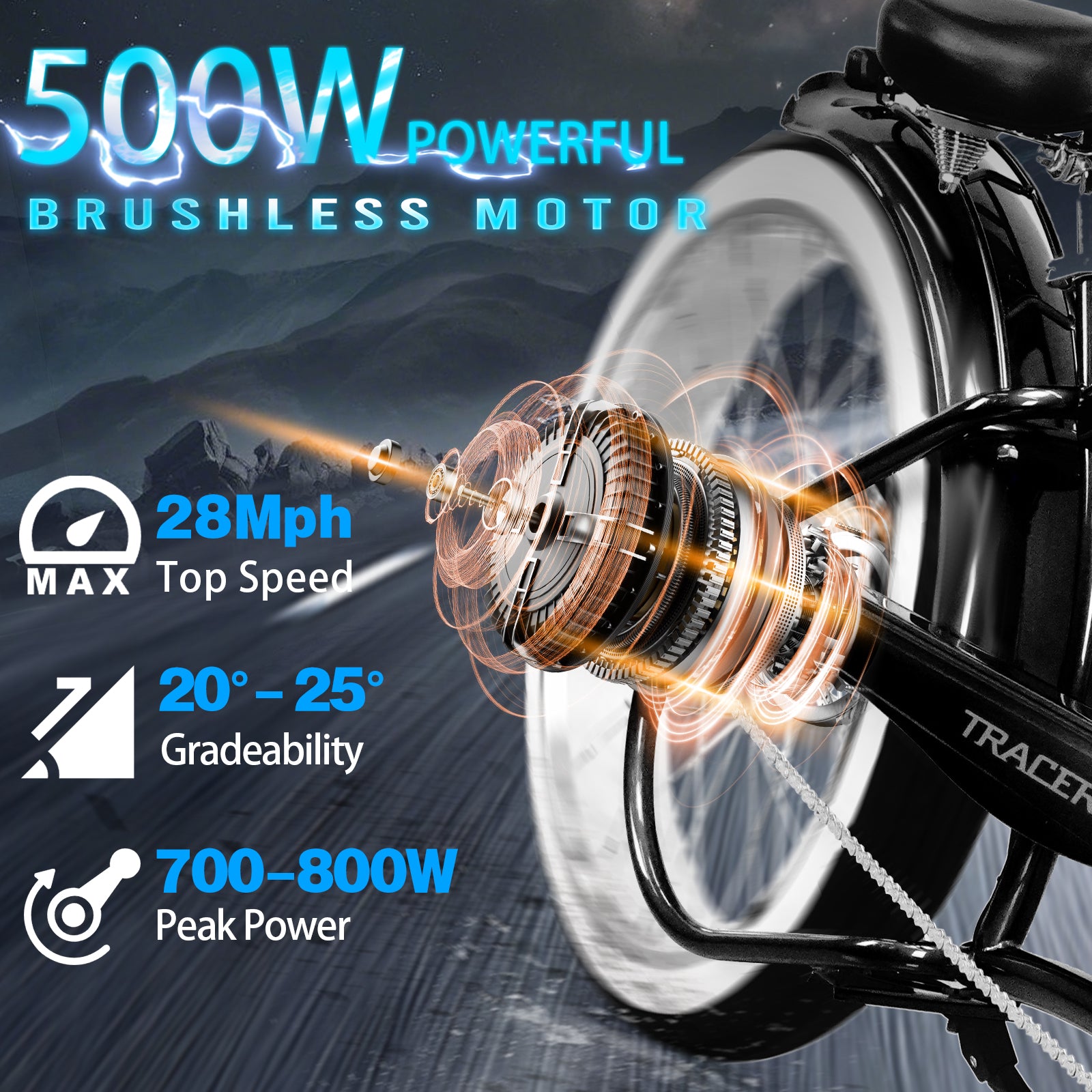 Tracer Twenty5 DS 500W Chopper Cruiser E-Bike - Chico USA, Inc.