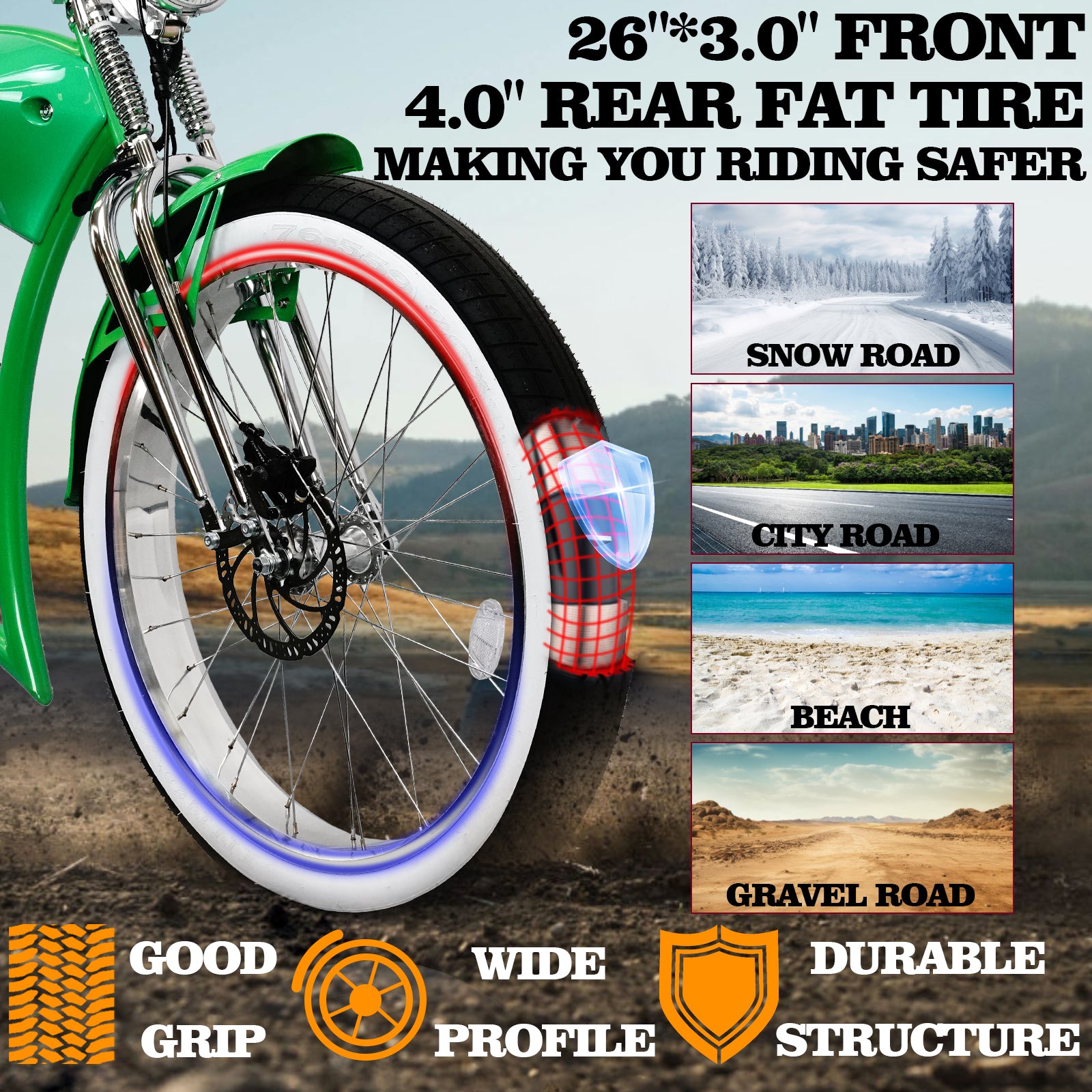 Tracer Twenty5 DS 500W Chopper Cruiser E-Bike - Chico USA, Inc.