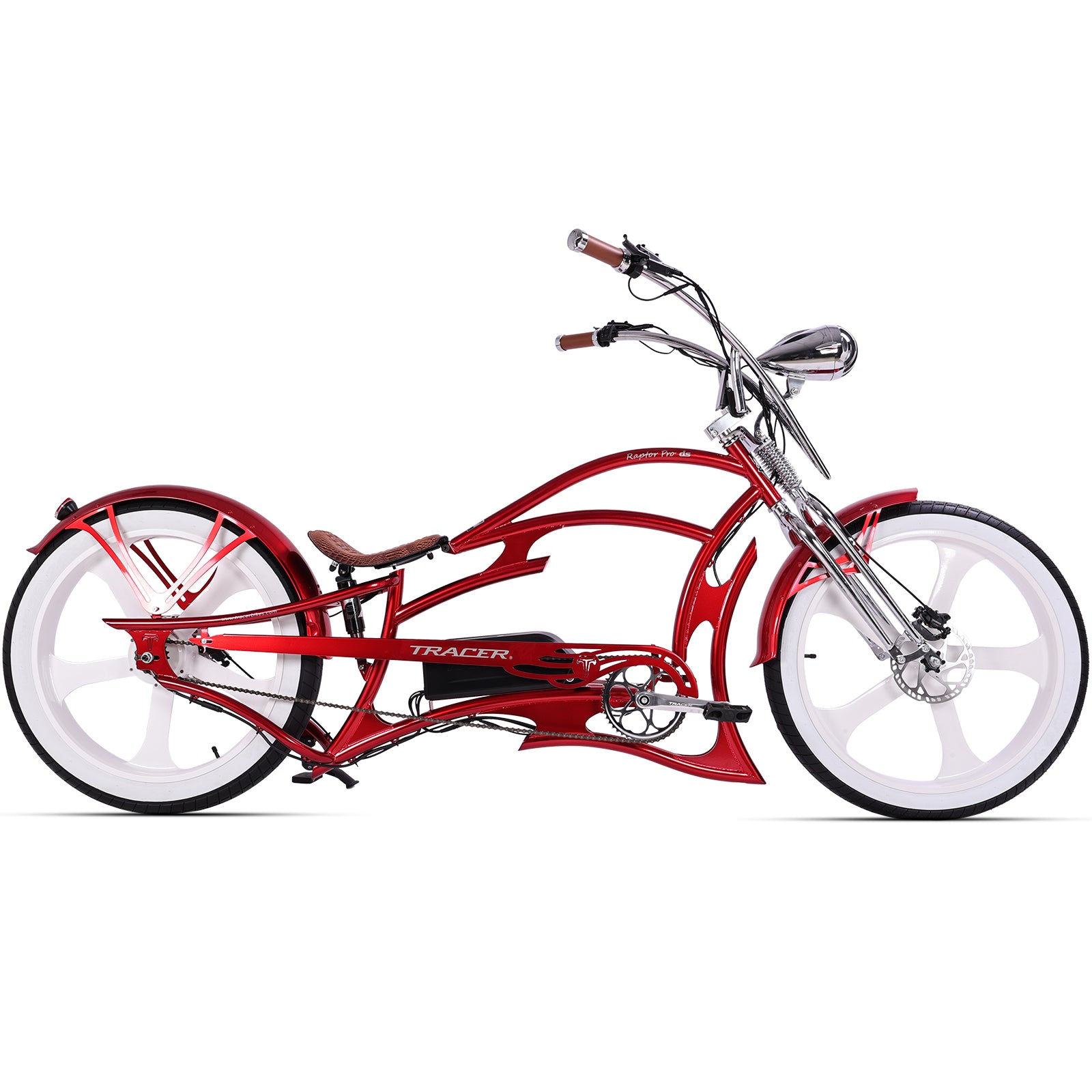 Tracer Raptor Pro DS 800W Chopper Style Stretch Cruiser Bike