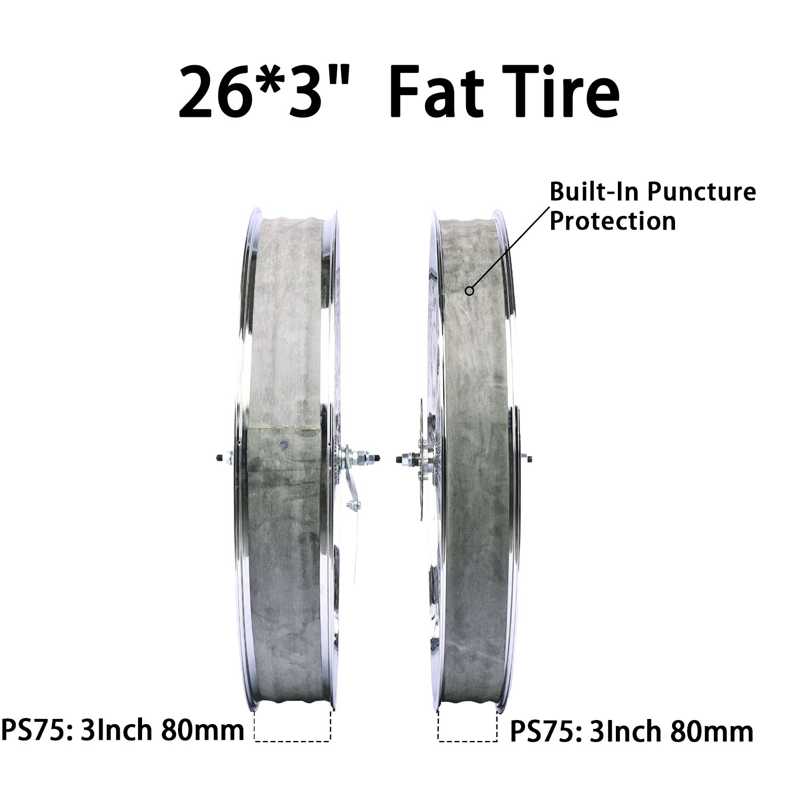 Chico WH-TH7526140C-CP Lowrider 26"*3" Coaster Brake Alloy Chrome Fat Rims Wheel Set - Chico USA, Inc.