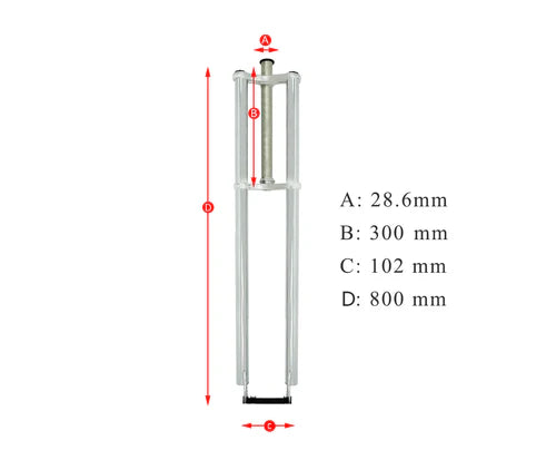 Tracer Bikes | Tracer FK-TP80300102D8 Triple Tree Fork, 28.6mm Steerer for Disc Brake, 1-1/8", Black/Chrome |  Chico USA, Inc.