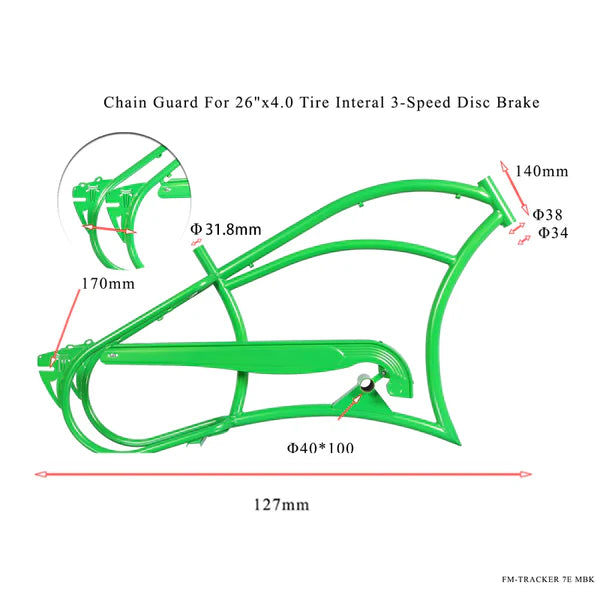 Tracer Bikes | Tracer FM-Harman 3D 26" Stretch Cruiser Steel Frame with Chain Guard for 26"x4.0 Tire, Internal 3-Speed, Disc Brake |  Chico USA, Inc.