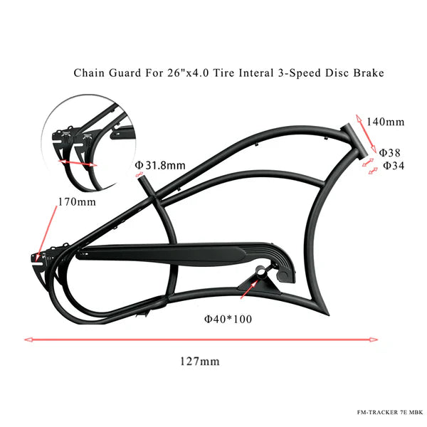Tracer Bikes | Tracer FM-Harman 3D 26" Stretch Cruiser Steel Frame with Chain Guard for 26"x4.0 Tire, Internal 3-Speed, Disc Brake |  Chico USA, Inc.