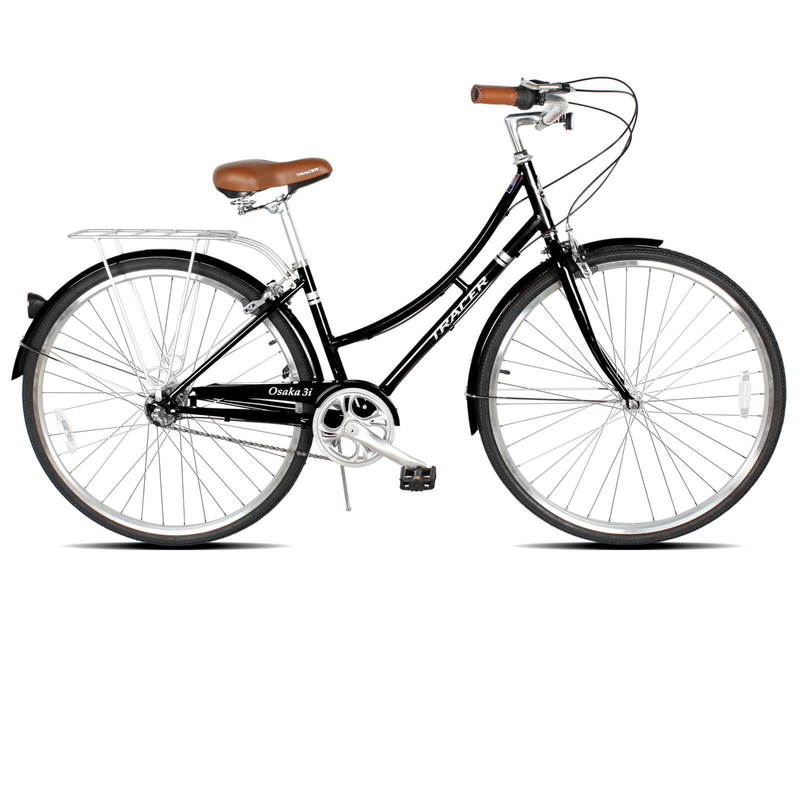 Tracer Osaka 700C Internal 3-Speed Hybrid City Bike for Women with Back Rack - Chico USA, Inc.