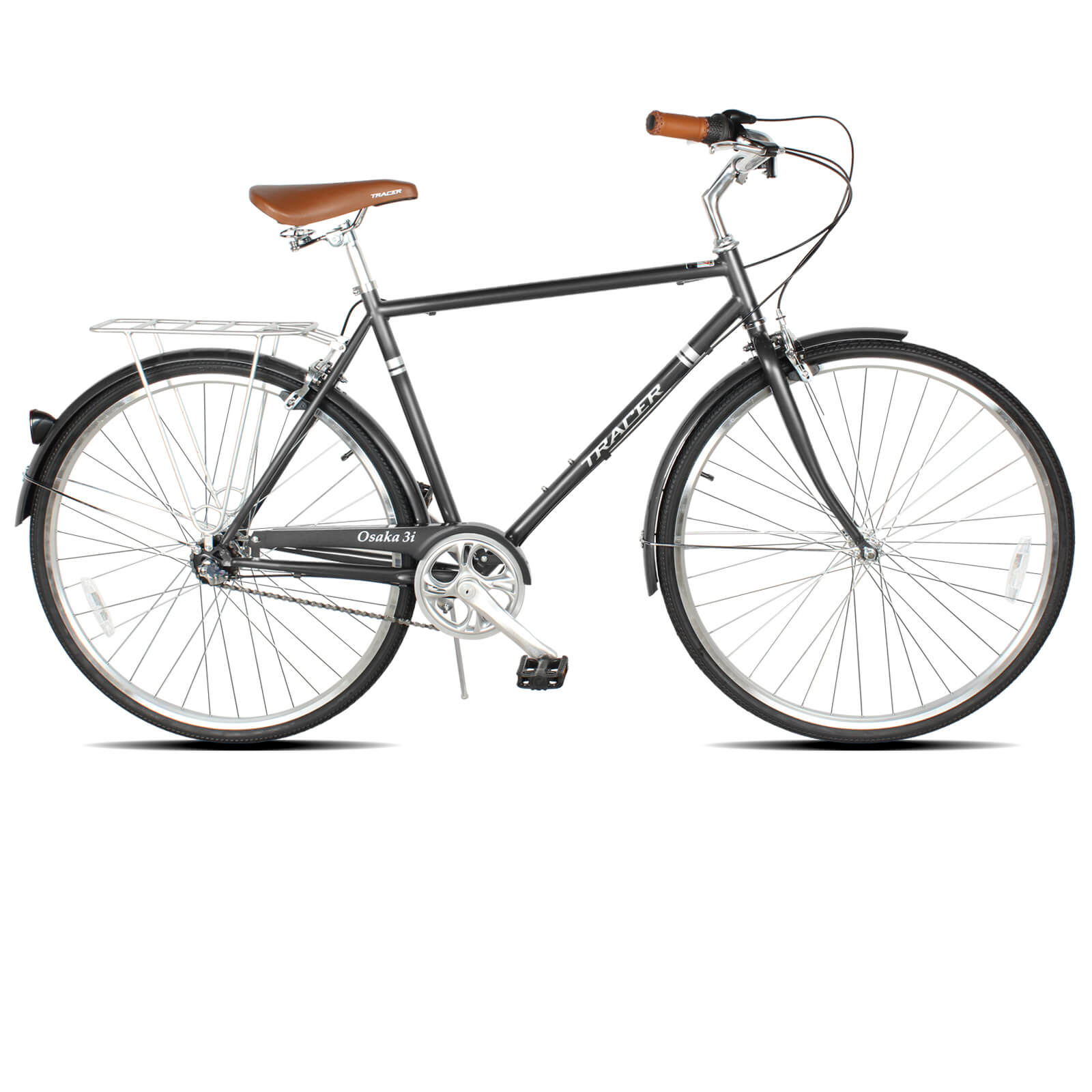 Tracer Osaka 700C Internal 3-Speed Hybrid City Bike for Men with Back Rack - Chico USA, Inc.