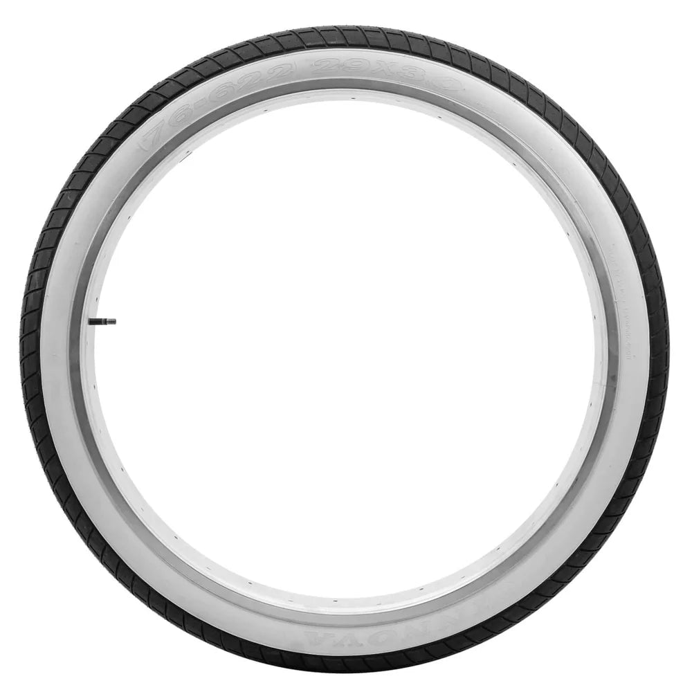 Tracer Bikes | 29" Innova Fat Tire Wheel with White Wall and Black Design, 3.0" Width | Chico USA, Inc.