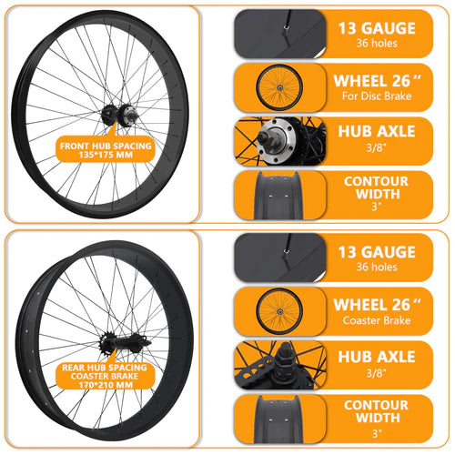 Tracer Bikes | Tracer WH-T752636C 26" Single-Speed Fat Tire Wheel Set with Coaster Brake and Disc Brake Compatibility |  Chico USA, Inc.