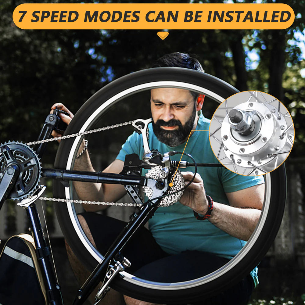 Tracer Bikes | Tracer WH-T952636D7 26" 7-Speed Fat Tire Wheel Set, Disc Brake Compatible, Black and Polished |  Chico USA, Inc.