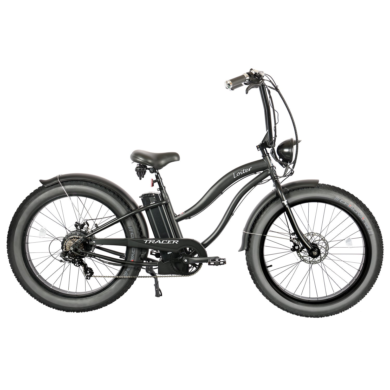 Tracer Loiter 26" Electric Cruiser Bike, 48V 800W, 7-Speed, Multiple Colors - Chico USA, Inc.