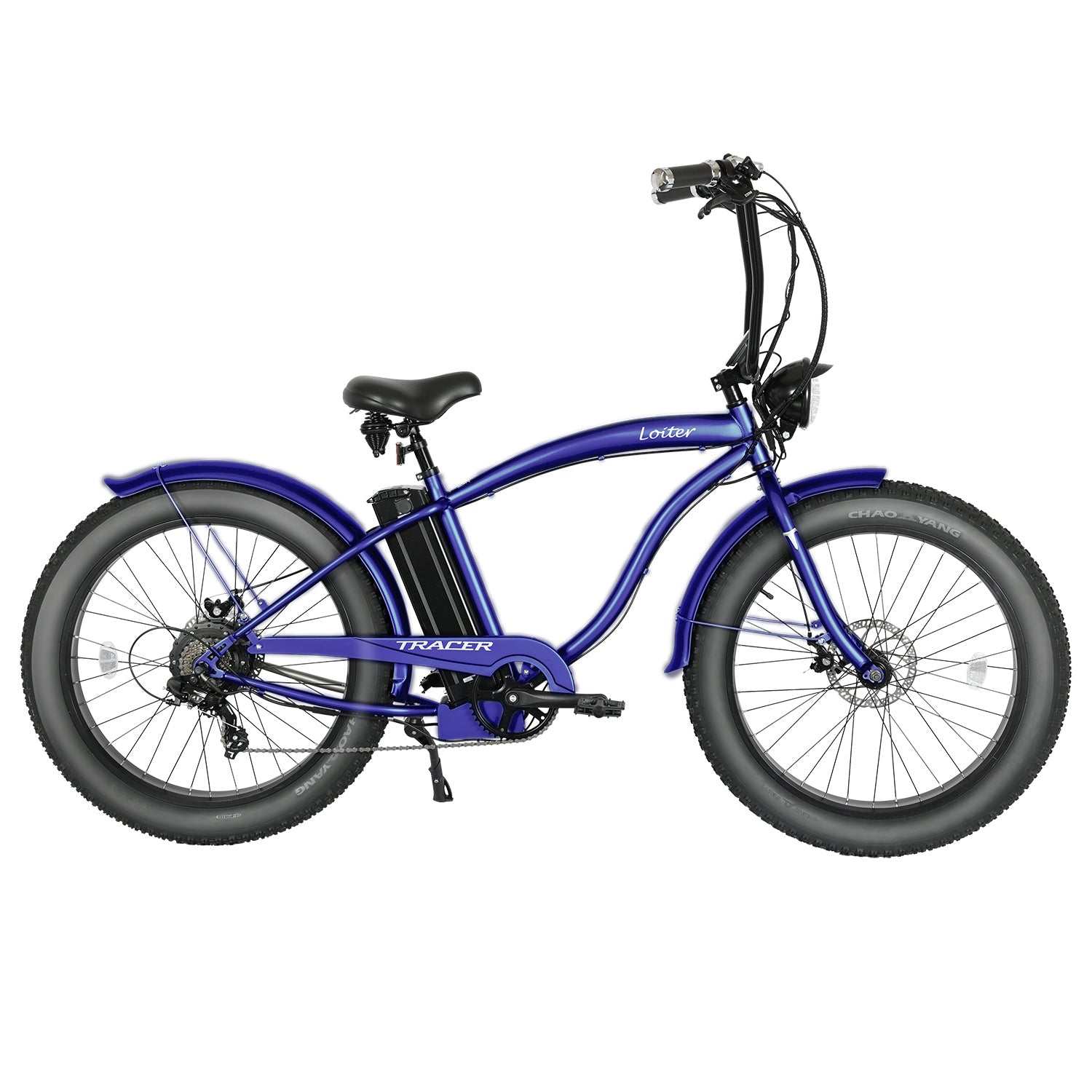 Tracer Loiter 26" Electric Cruiser Bike, 48V 800W, 7-Speed, Multiple Colors - Chico USA, Inc.