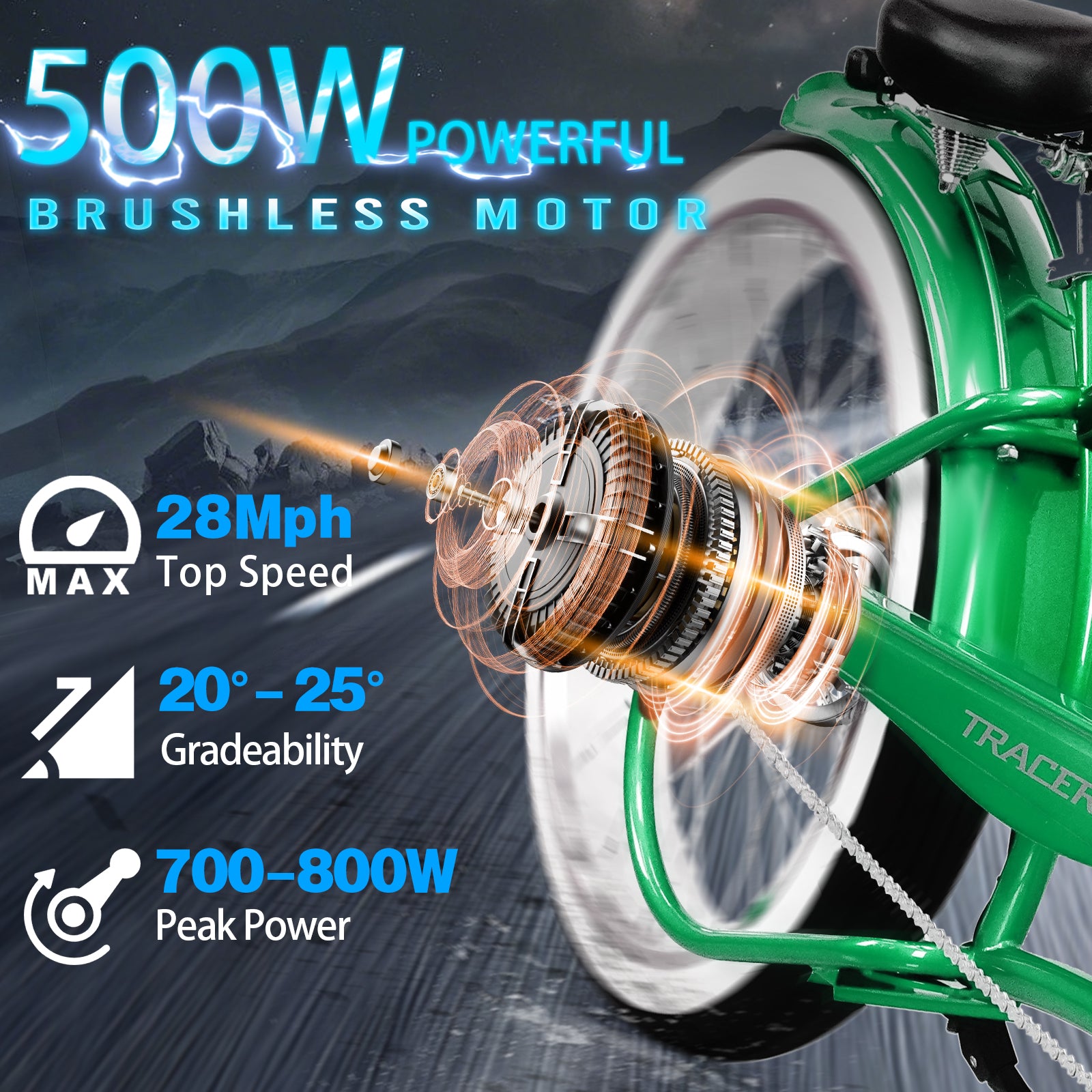 Tracer Twenty5 DS 500W Chopper Cruiser E-Bike - Chico USA, Inc.