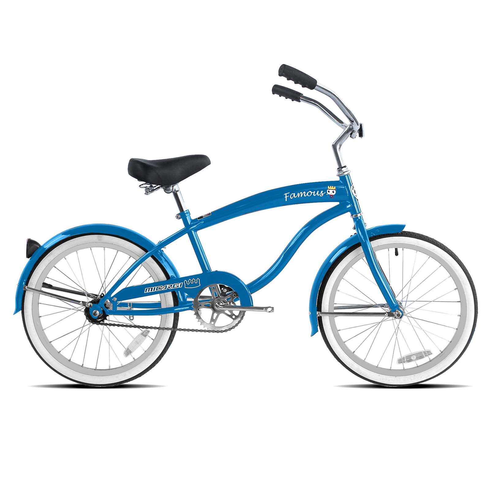 Micargi Famous 20" Beach Cruiser Bike for Kids, Single Speed, Hi-Ten Steel Frame - Chico USA, Inc.