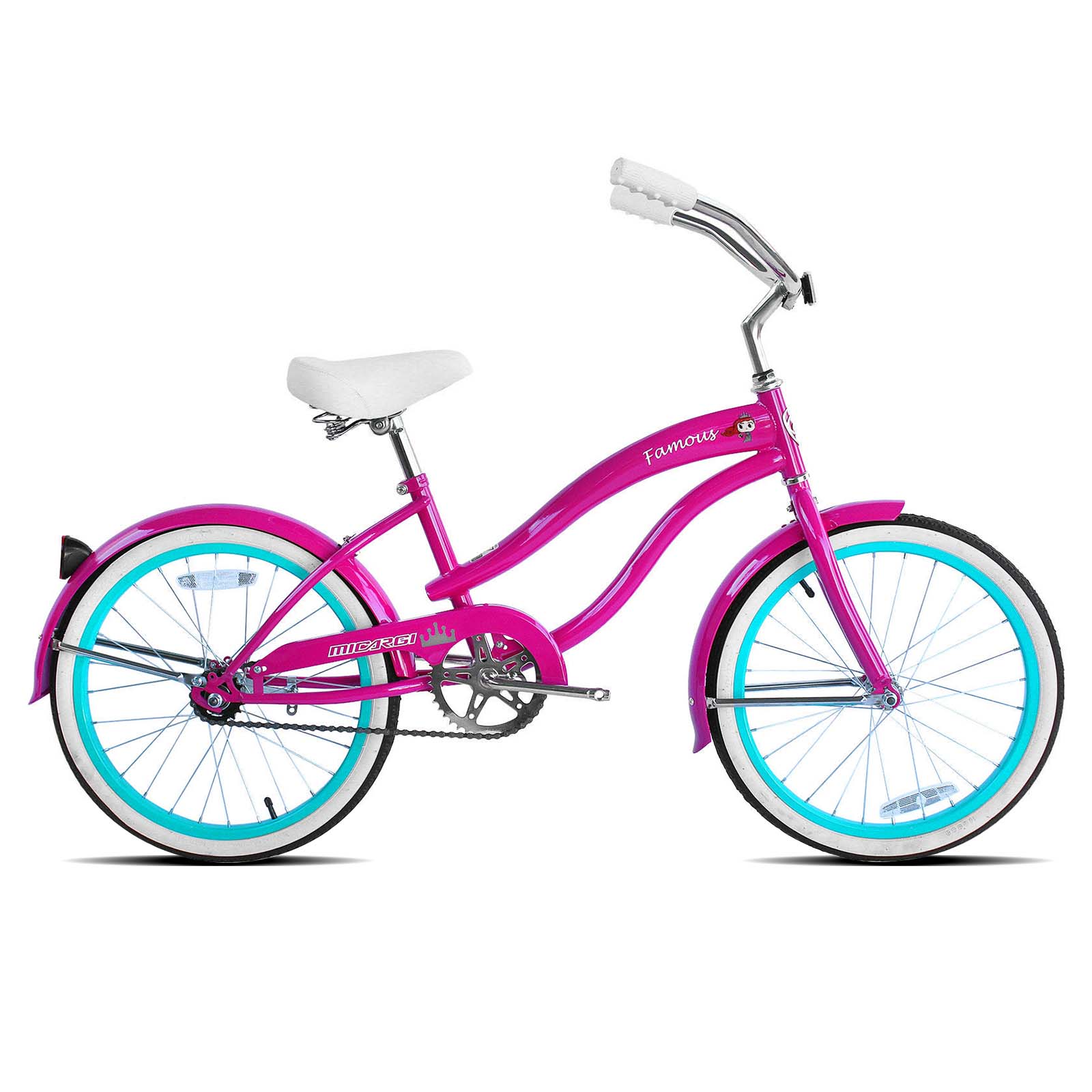 Micargi Famous 20" Beach Cruiser Bike for Kids, Single Speed, Hi-Ten Steel Frame - Chico USA, Inc.
