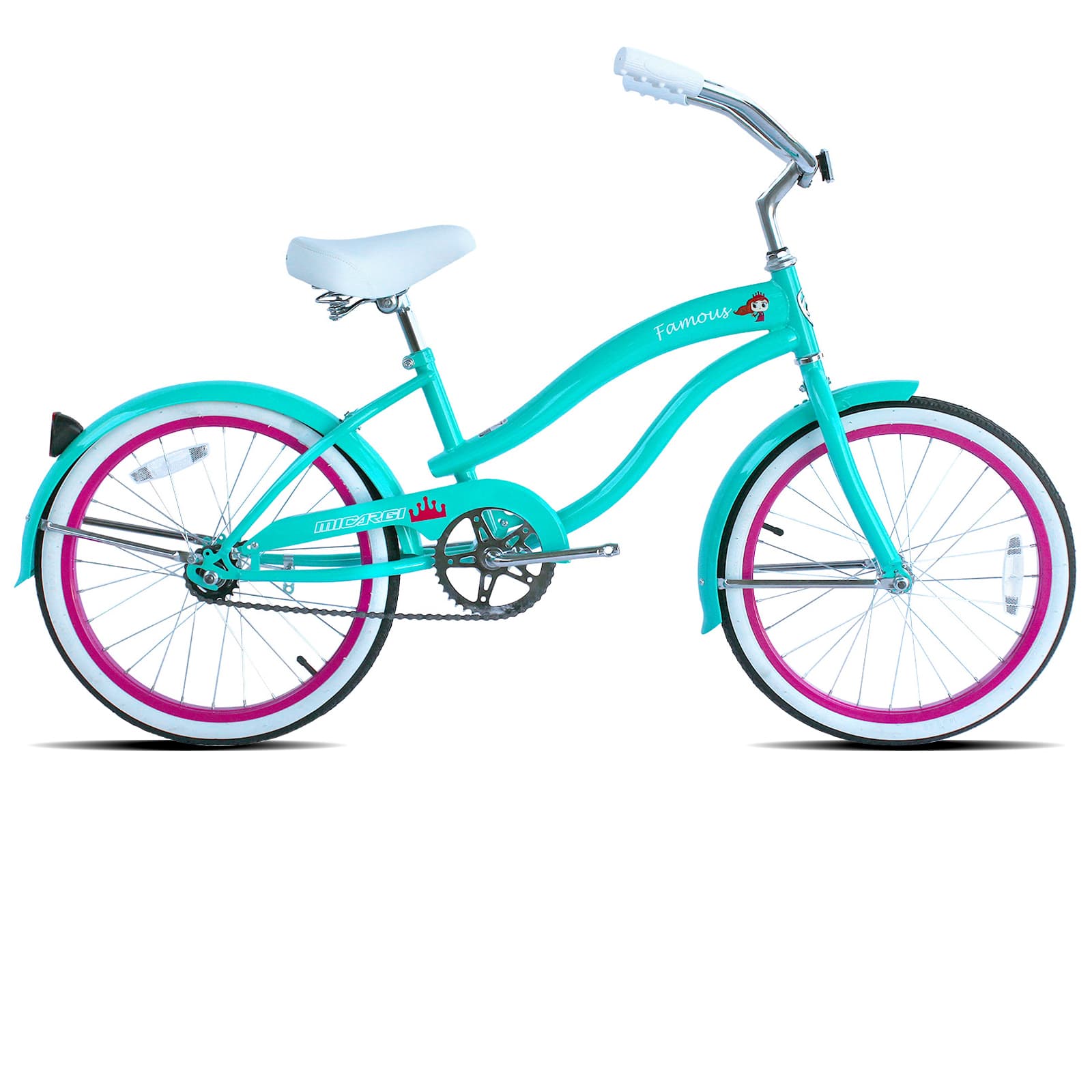 Micargi Famous 20" Beach Cruiser Bike for Kids, Single Speed, Hi-Ten Steel Frame - Chico USA, Inc.
