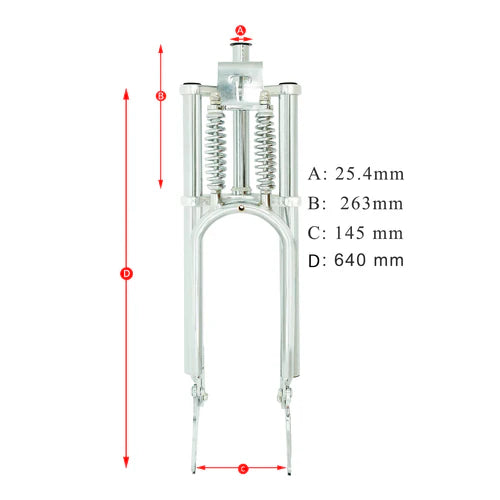 Tracer Bikes | Tracer FK-GT26263145D 26" Classical Triple Tree Dual Springer Fork for Disc Brake, 1" Steerer, Chrome/Black |  Chico USA, Inc.