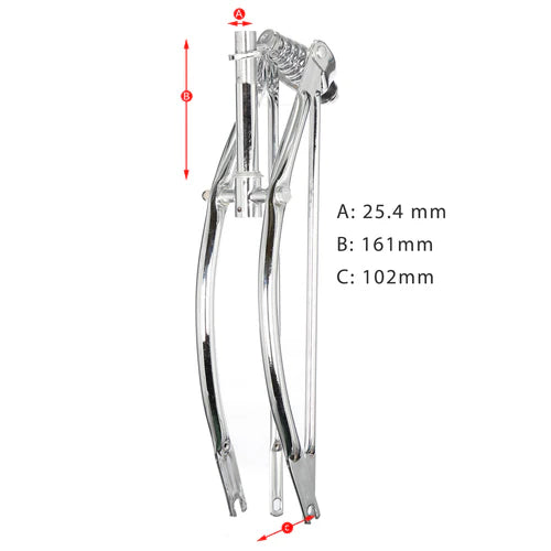 Tracer Bikes | Tracer FK-SP26161102 26" Lowrider Classic Spring Fork, Chrome/Black, 25.4mm Steerer, Regular Bend |  Chico USA, Inc.