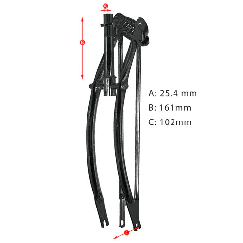 Tracer Bikes | Tracer FK-SP26161102 26" Lowrider Classic Spring Fork, Chrome/Black, 25.4mm Steerer, Regular Bend |  Chico USA, Inc.