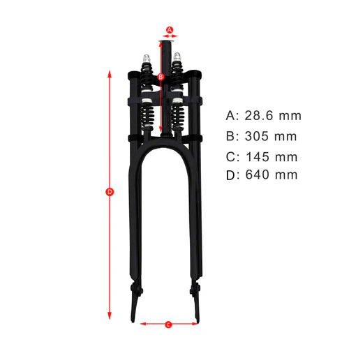 Tracer Bikes | Tracer FK-GTS640305145D8 Over and Under Dual Spring Adjustable Classical Fork for Disc Brake, 26''-29'' Fat Tires, 1-1/8" Steerer | Chico USA, Inc.