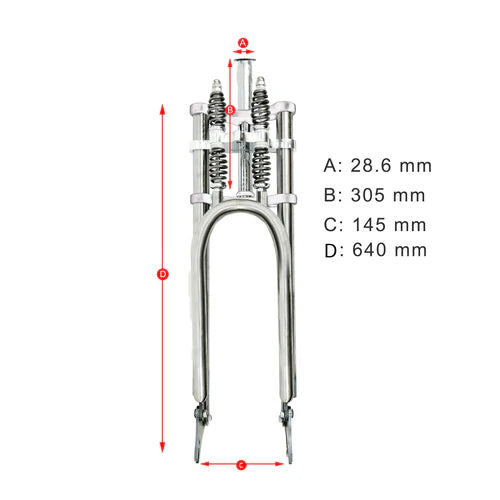 Tracer Bikes | Tracer FK-GTS640305145D8 Over and Under Dual Spring Adjustable Classical Fork for Disc Brake, 26''-29'' Fat Tires, 1-1/8" Steerer | Chico USA, Inc.