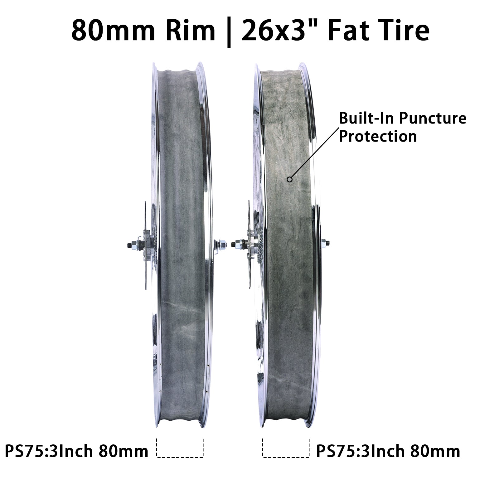 Chico WH-TH7526140D7-CP Chrome Bike 26"*3" Fat Rims Wheel Set with 7-speed Disc Brake - Chico USA, Inc.