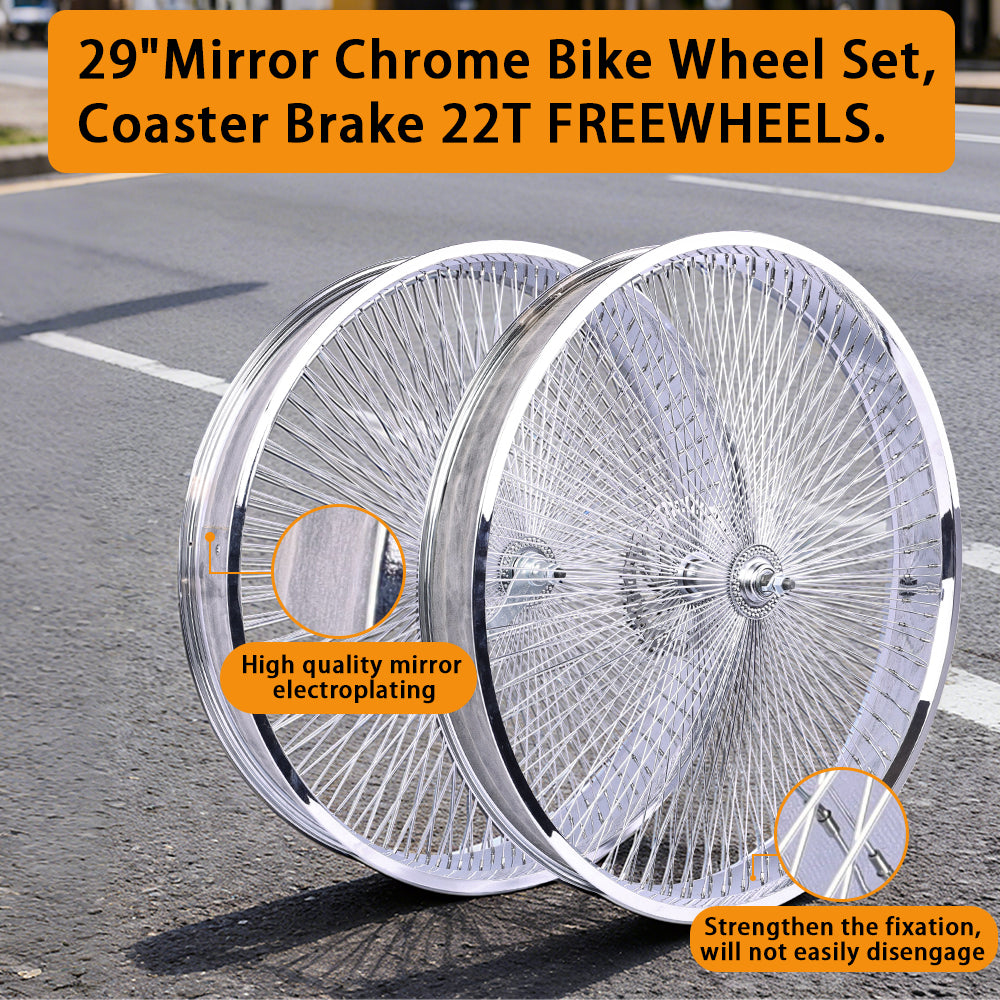 Chico WH-TH9529140C-CP Mirror Electroplating 29" Bike Fat Rims Wheel Set - Chico USA, Inc.