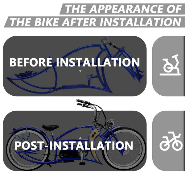 Tracer Bikes | TRACER Signature Pro 26'' Chopper Cruiser Electric Bike Frame, Accepts 26"x 3.0, 4.0 Fat Tires |  Chico USA, Inc.