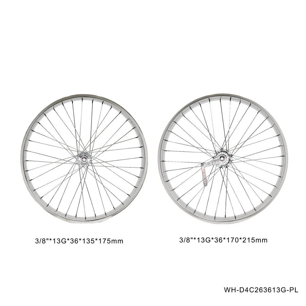 Tracer Bikes | Tracer WH-D4C263613-PL Double Polished Fat Rim Wheelset with Coaster Brake, Chrome Spokes | Chico USA, Inc.