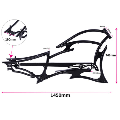 FM-RAPTOR 26" Stretch Chopper for 7-speed 26’"x3.0, 4.0 Ebike Frame - Chico USA, Inc.